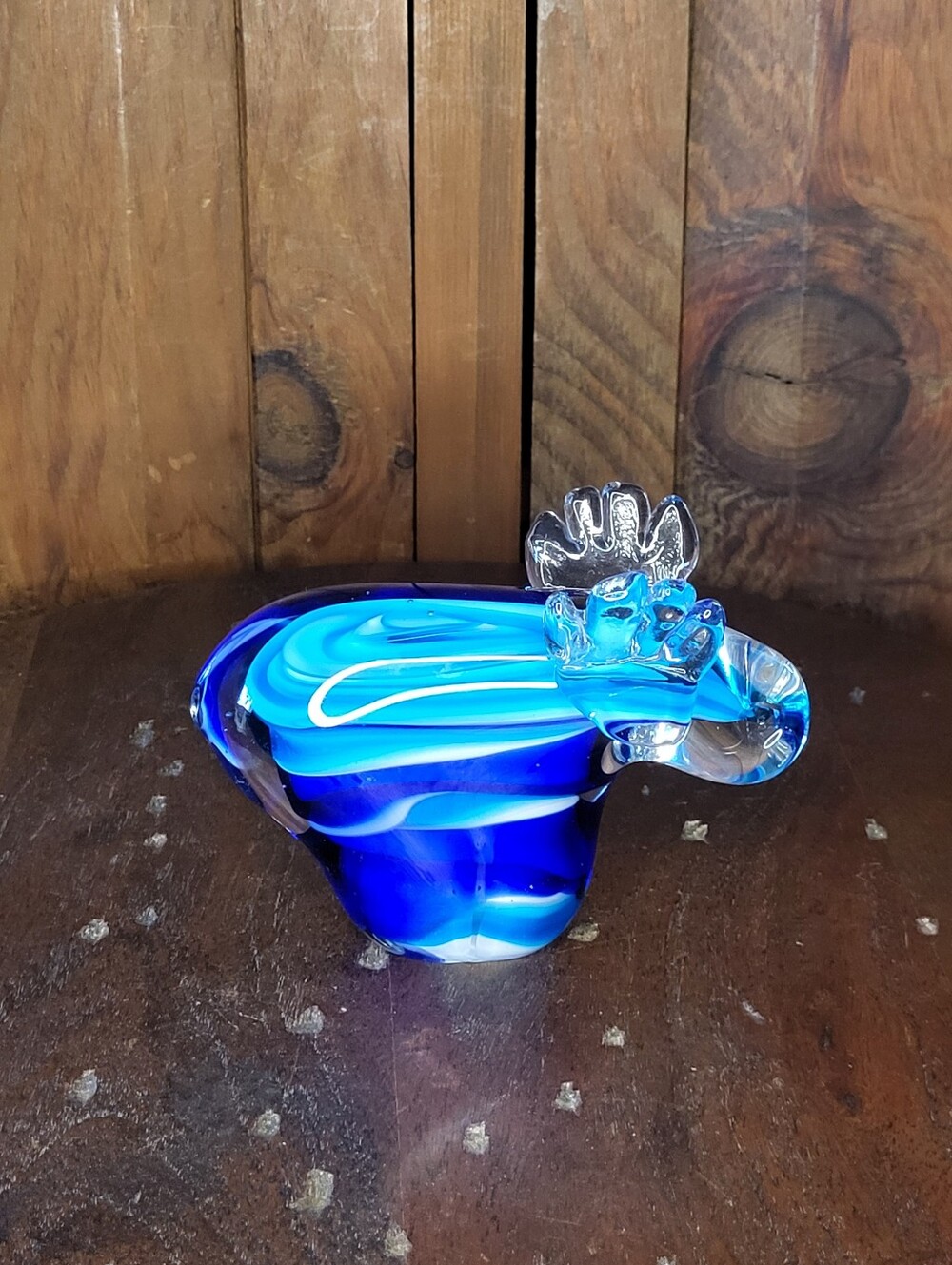 Handblown Blue Glass Moose - Picture 8 of 12